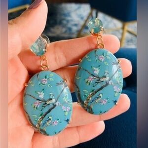 NWT FP Vintage style blue bird earrings